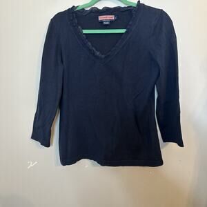 Vineyard Vines AGC! Cotton Blend Classic V Neck Sweater Navy Blue Size Large